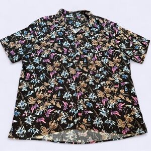 The Kooples Black Floral Button Down Shirt chest pocket lightweight